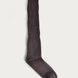 Knee socks wool 'Ribbed' dark brown